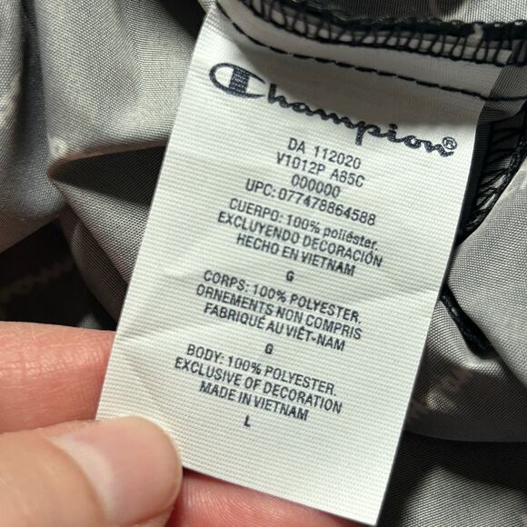 Champion Men's Packable Wind Breaker Quarter Zip Hooded Rain Jacket L Large - Picture 8 of 8